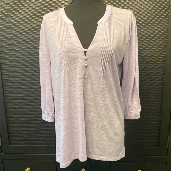 Banana Republic Purple Tunic with Mandarin Collar and Pleated Details - Picture 1 of 10